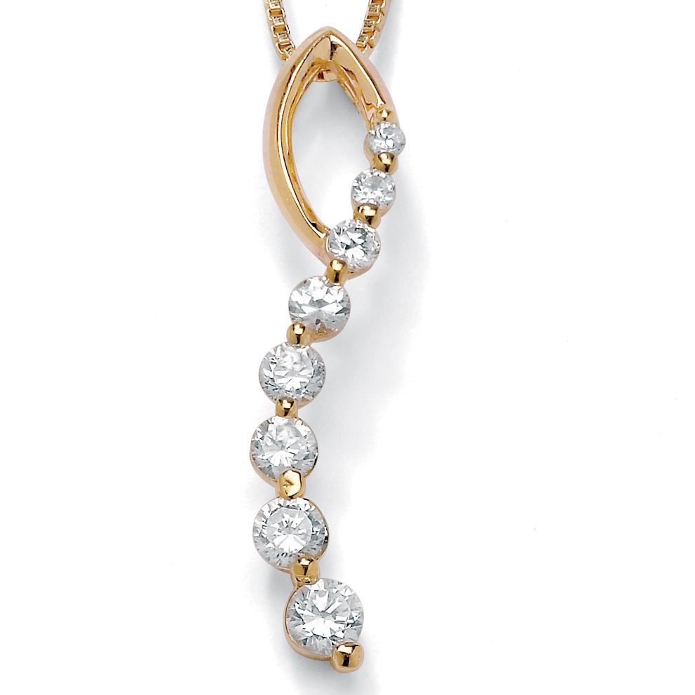 DiamonUltra™ CZ 18k/Sterling Silver Curved Pendant