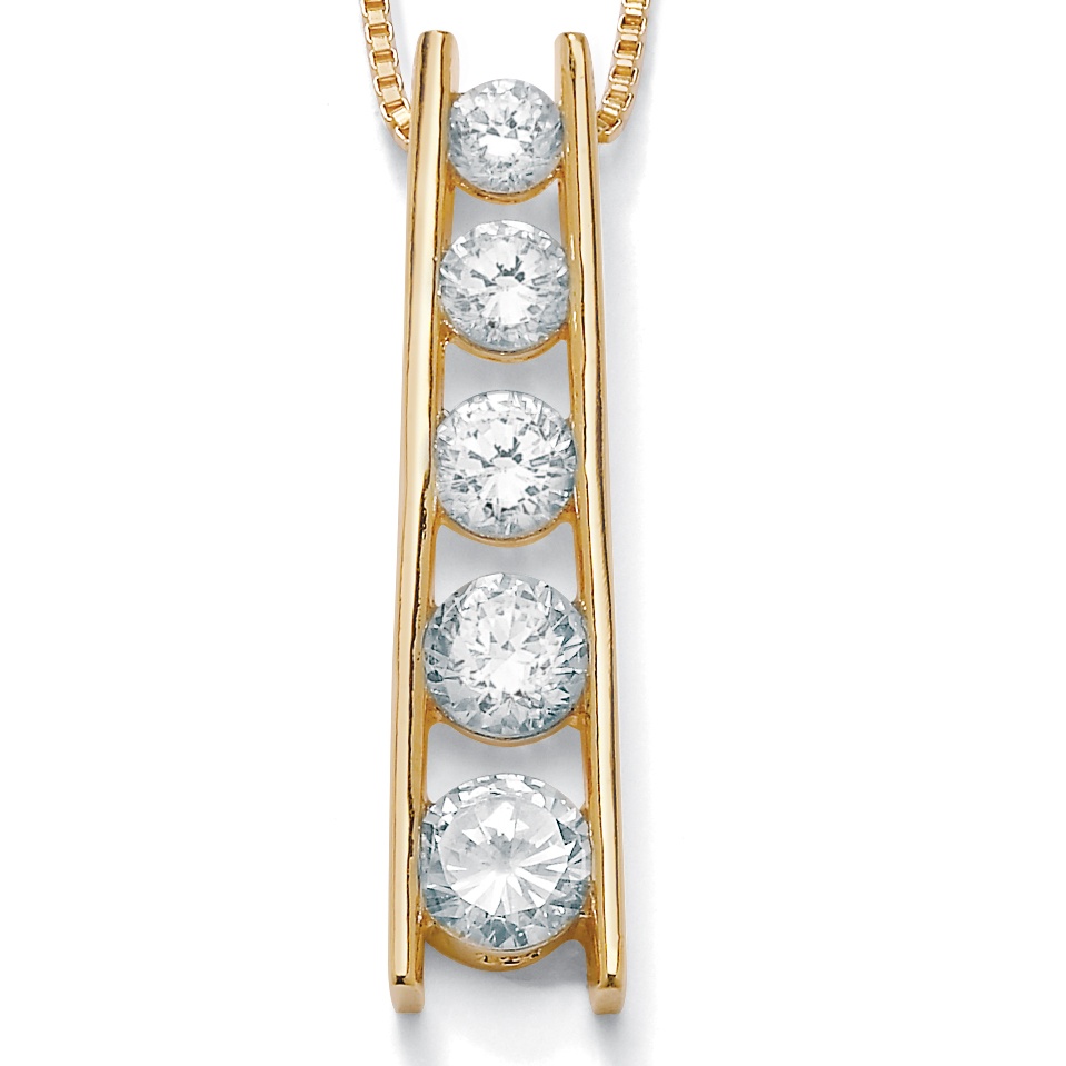 DiamonUltra™ CZ 18k/Sterling Silver Ladder-Design Pendant