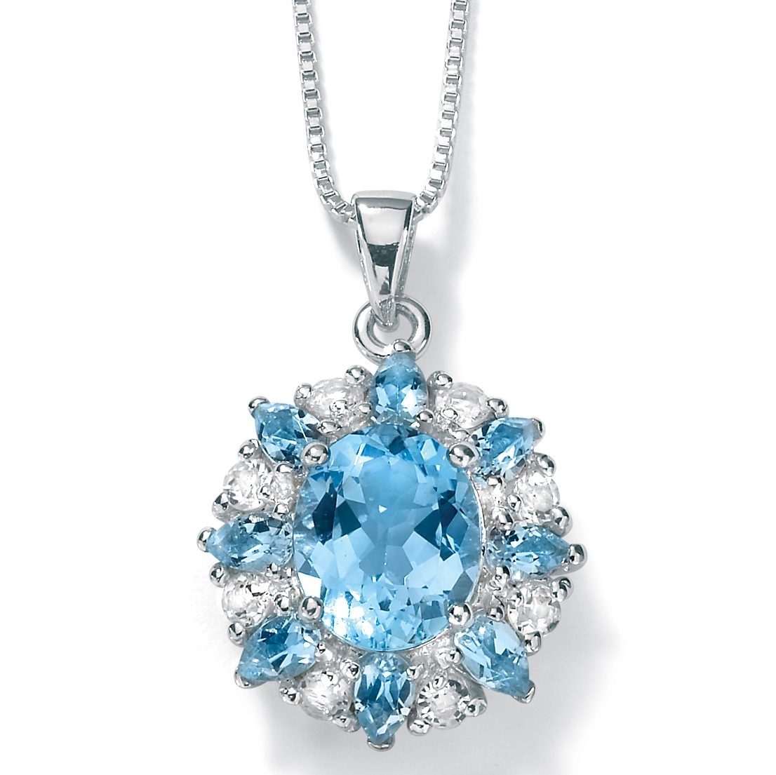 Blue/White Topaz Silver Pendant