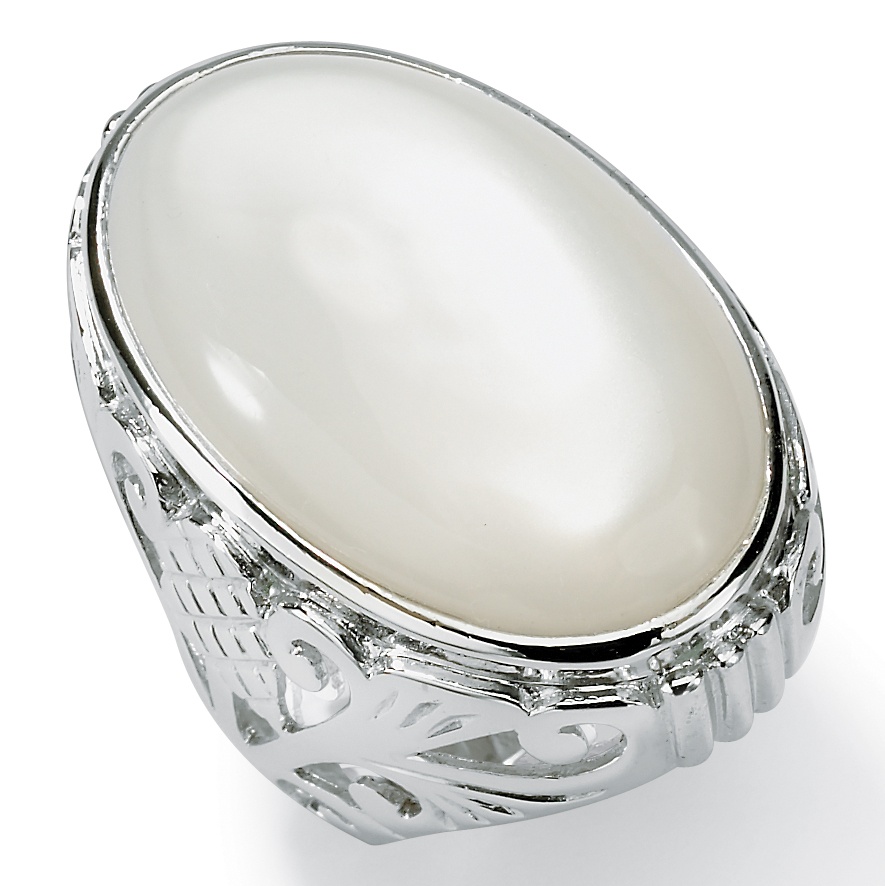 Sim. Mother-Of-Pearl Sterling Silver Ring, Sizes 7-12