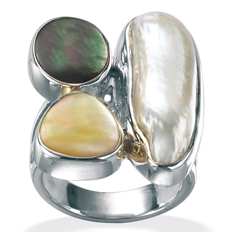 Sterling Silver Biwa Pearl Multi Women's Ring