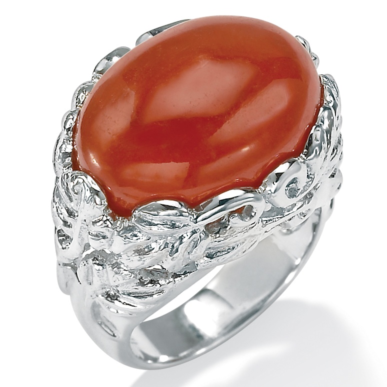 Red Jade Sterling Silver Ring