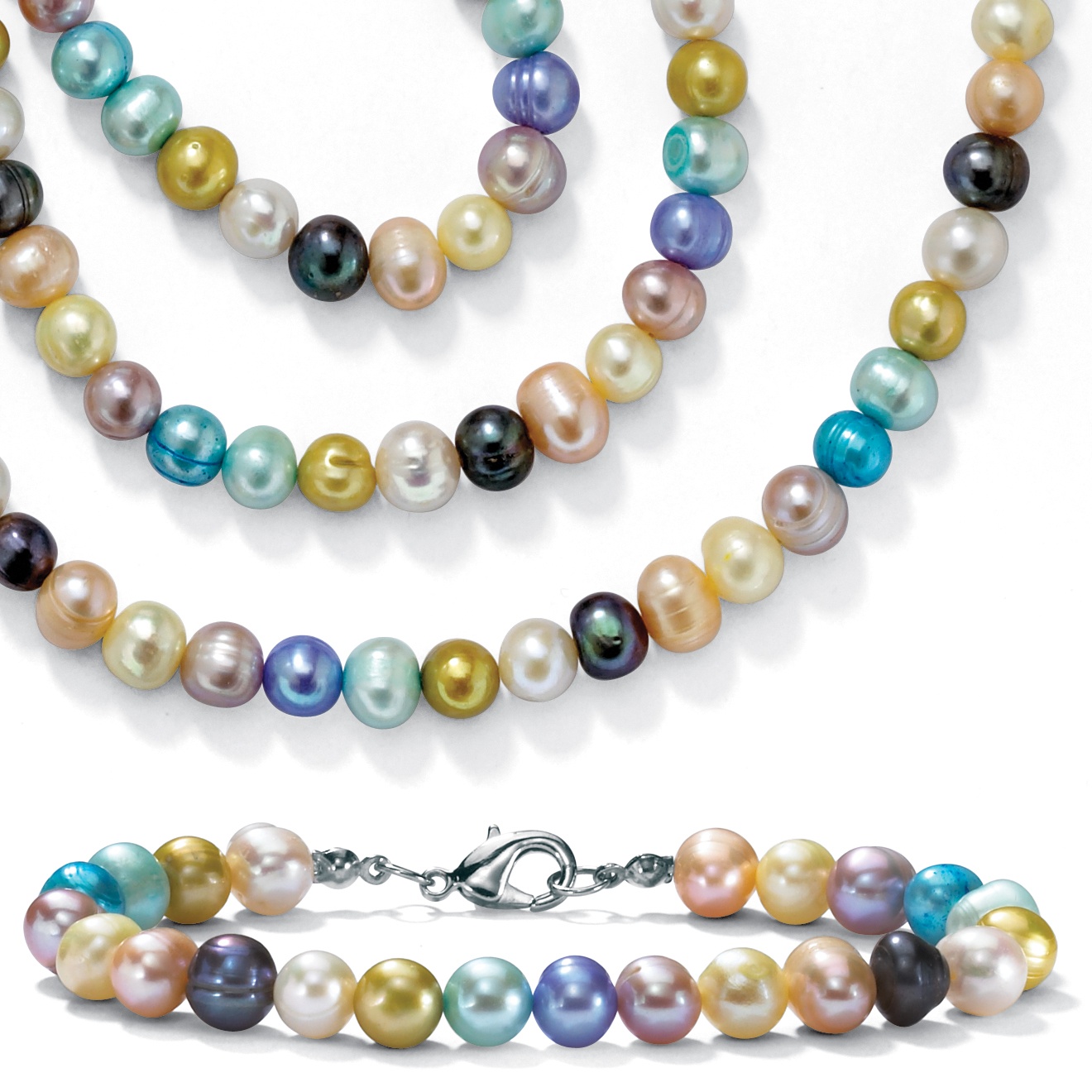 Multi-Color Pearl Necklace 8"