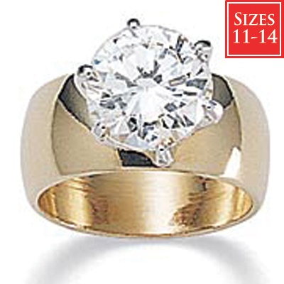 DiamonUltra™ CZ Round 14k Gold-plated Ring, Sizes 11-14