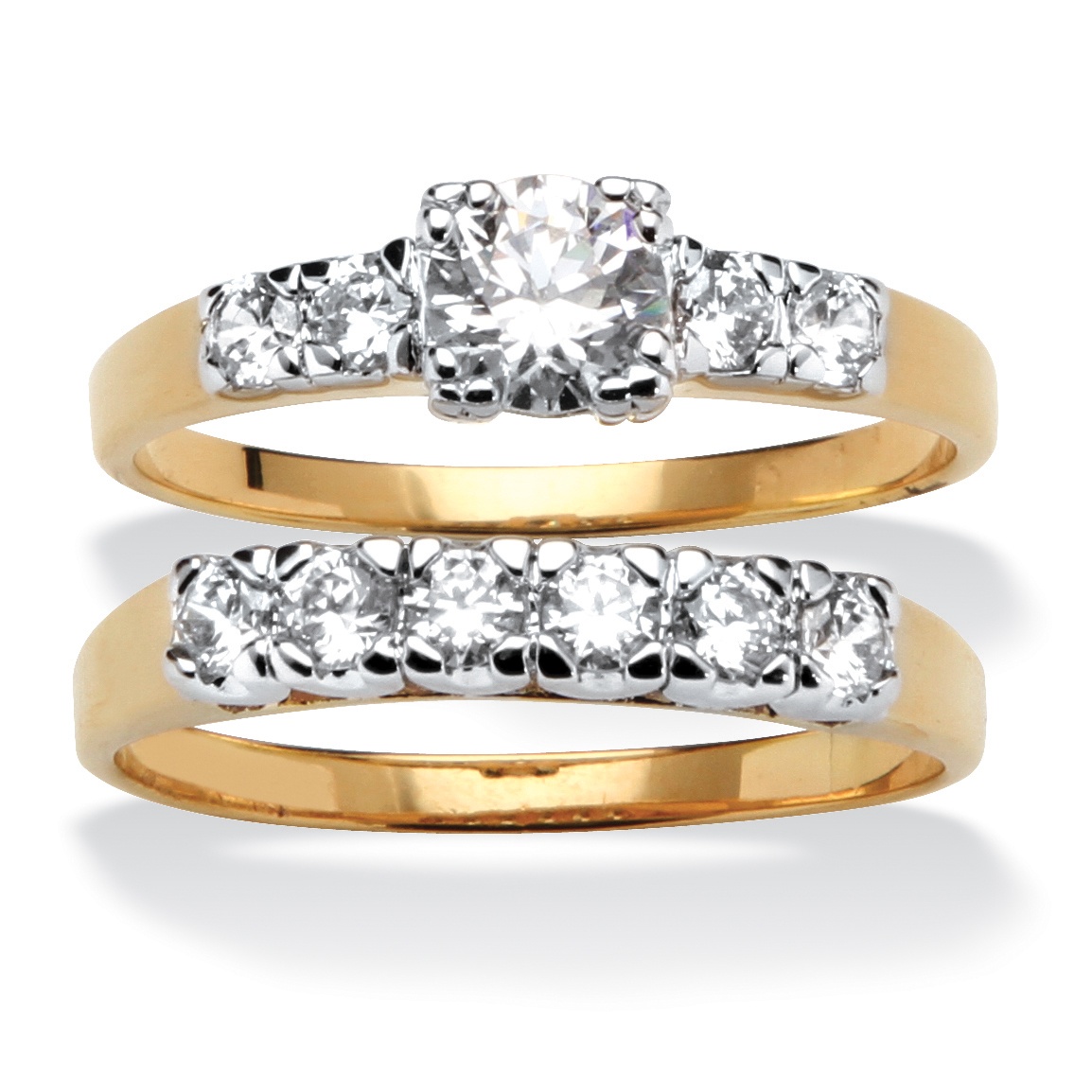 2-Piece DiamonUltra™ CZ 14k Gold-Plated Bridal Set, Sizes 11-14