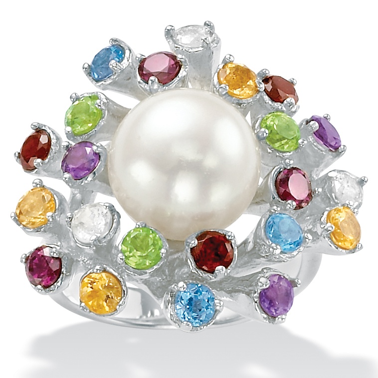 Pearl/Multi-Gem Silver Ring