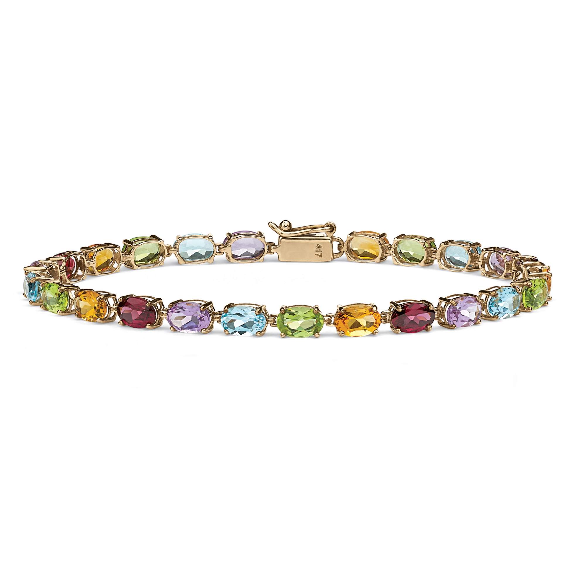 Multi-Gem 10k Gold Bracelet 7 1/4"