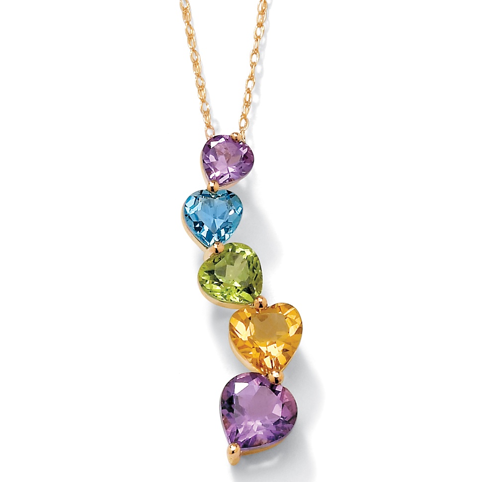 Multi-Gem 10k Wave Pendant
