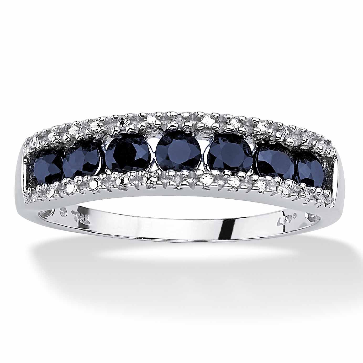 Blue Sapphire & Diamond Accents 10k White Gold Ring