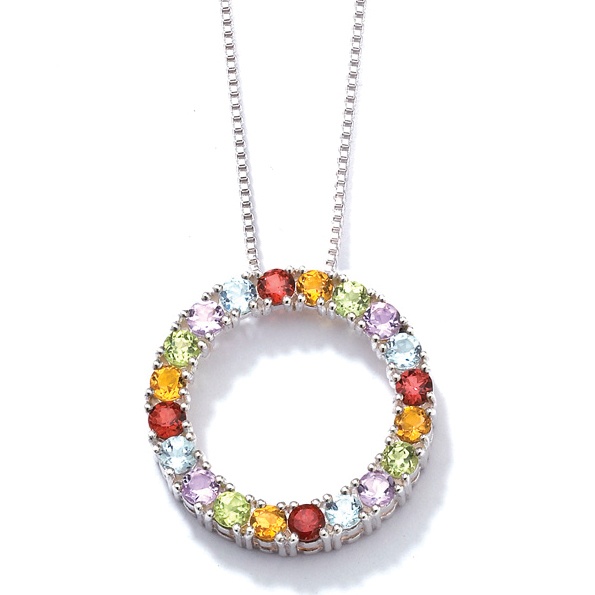 Multi-Gem Sterling Silver Pendant