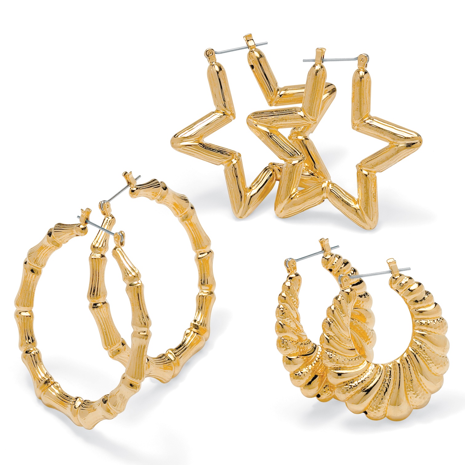 3-Pair Hoop Earring Set