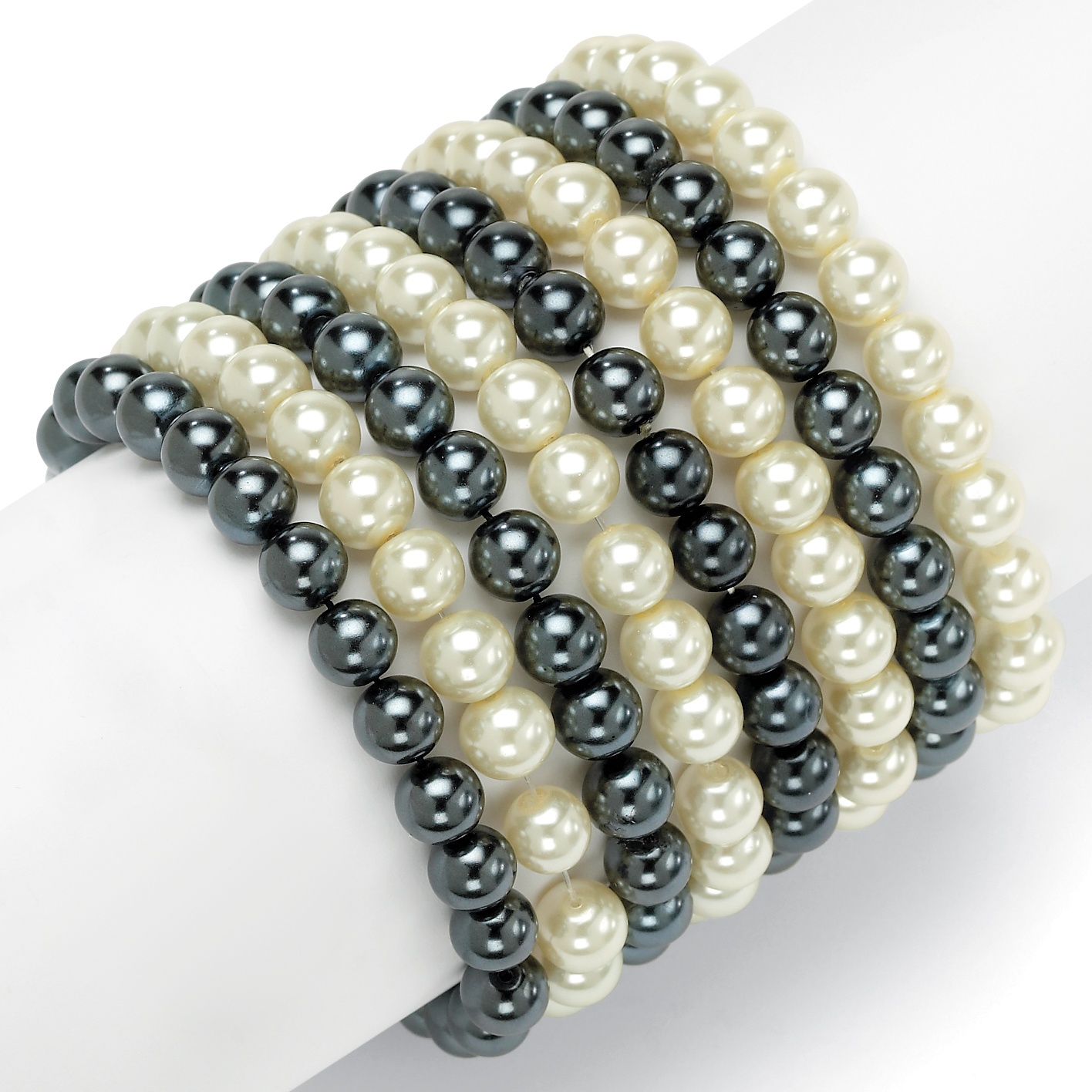8-Piece Sim. Pearl Bracelet Set 8" Stretchy