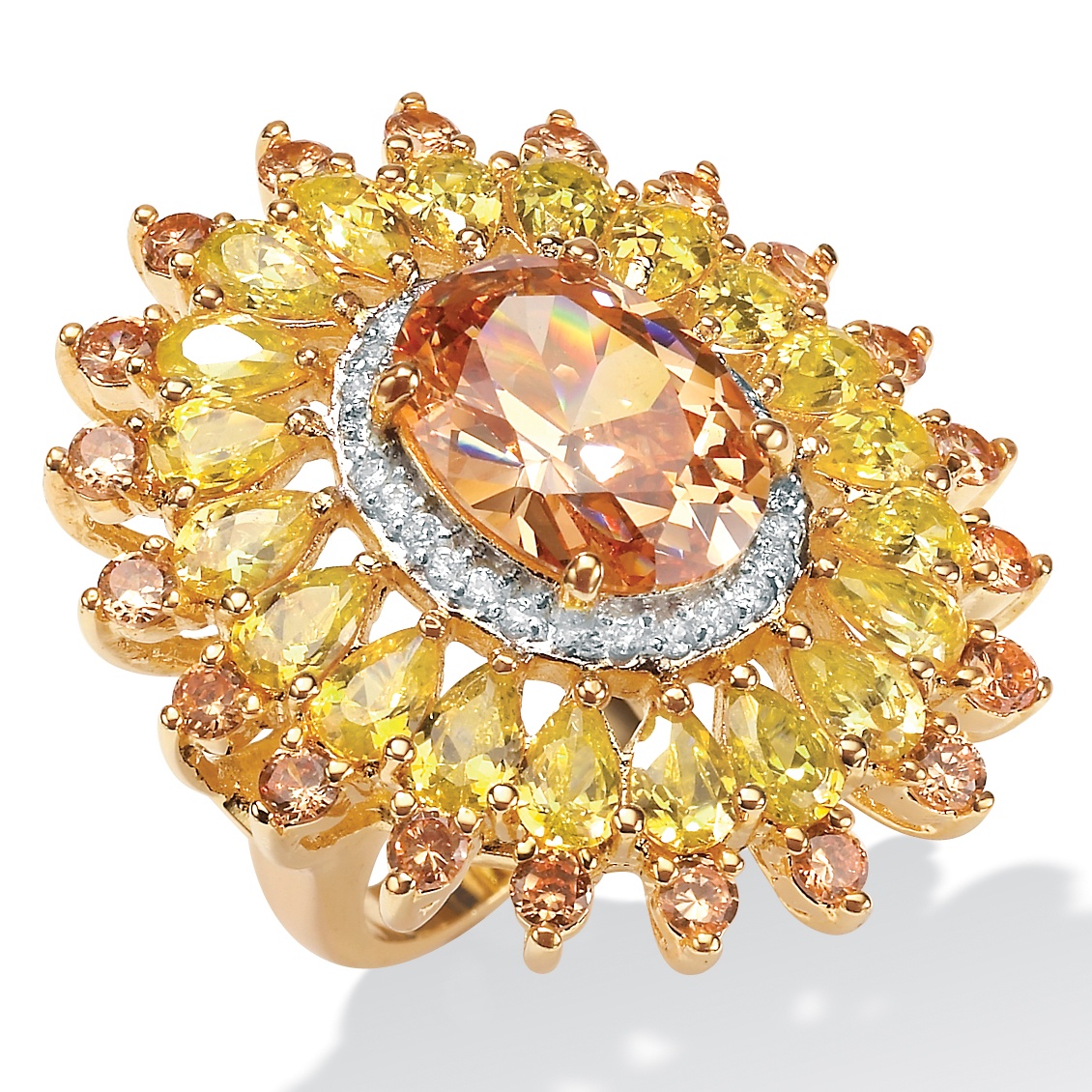 14k Gold-Plated Champagne/Canary Yellow/White DiamonUltra&trade; Cubic ...