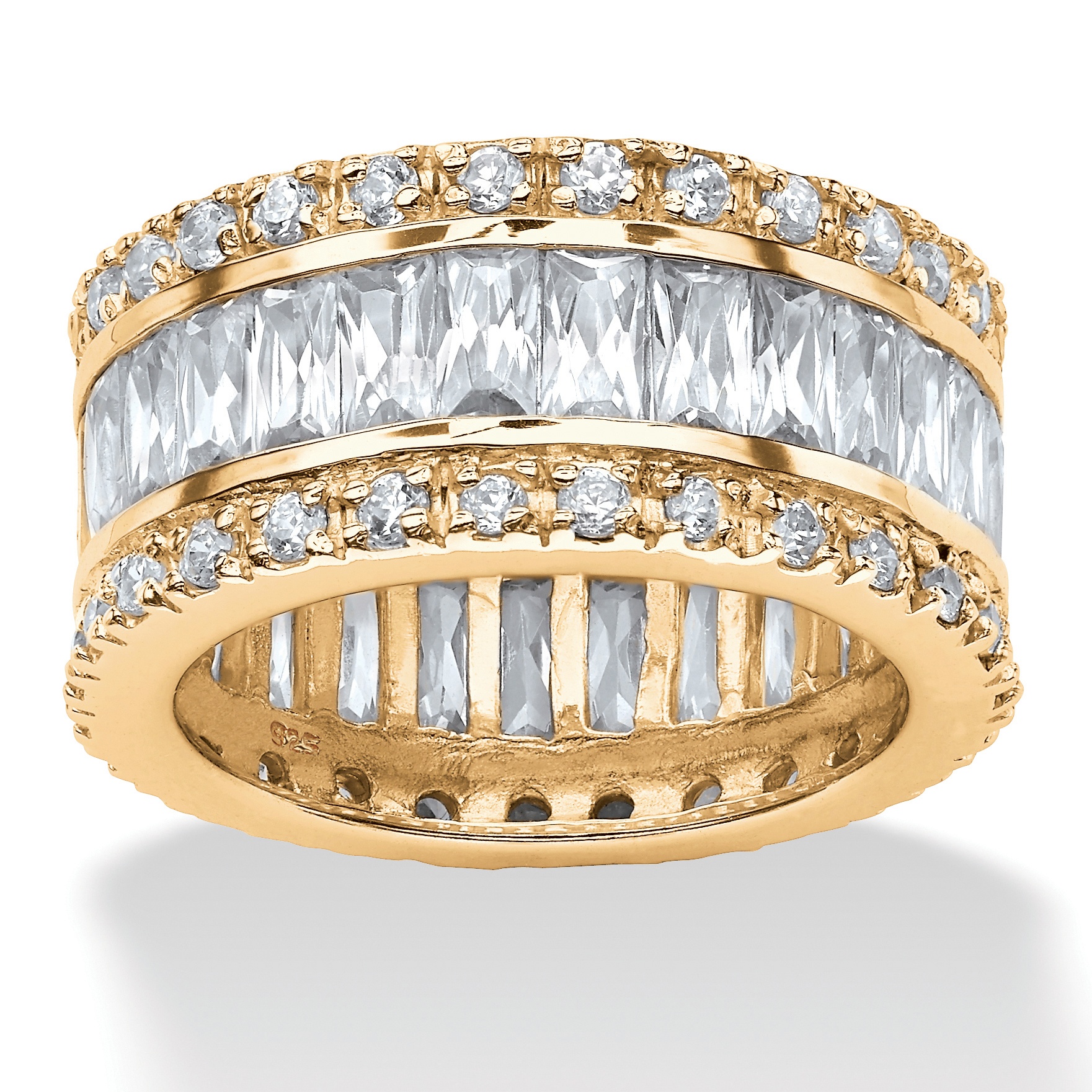 DiamonUltra™ CZ 18k Gold over Sterling Silver Eternity Band, Sizes 7-12