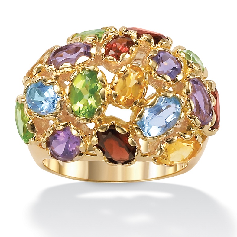 Multi-Gem 18k/Sterling Silver Dome Ring