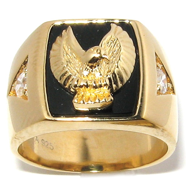 Men's Onyx 18k/Sterling Silver Eagle Ring