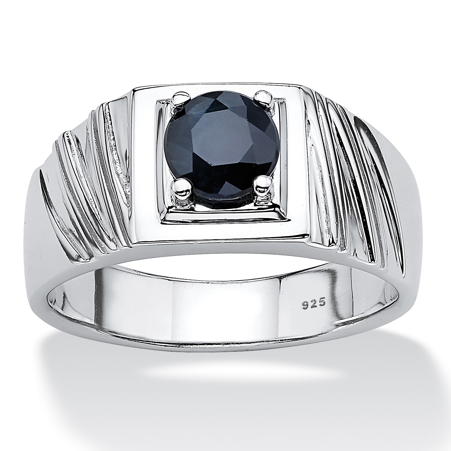Men's Midnight Blue Sapphire Sterling Silver Ring
