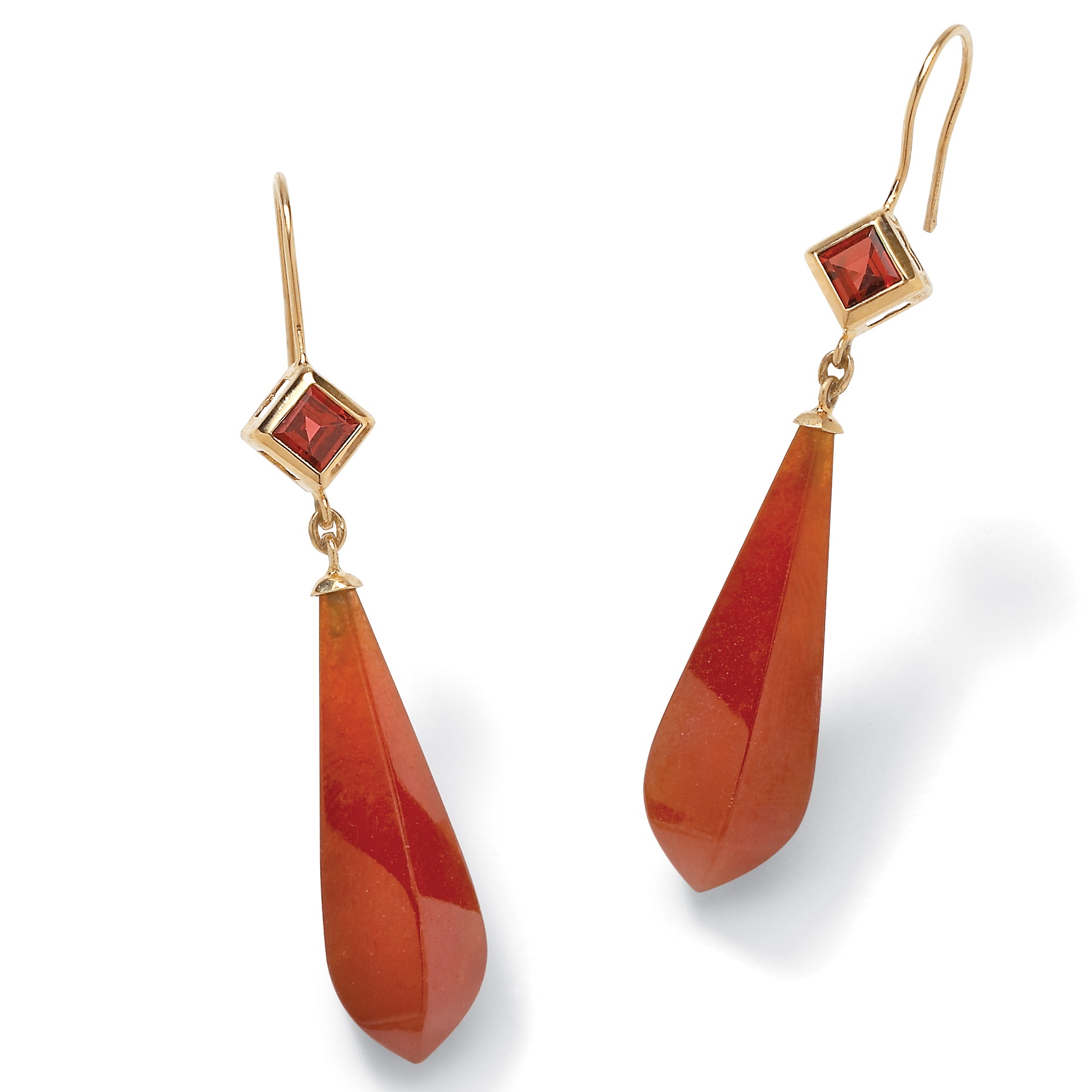 Red Jade 10k Gold Earrings