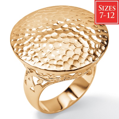 Hammered-Style 18k Gold over Sterling Silver Filigree Ring, Sizes 7-12