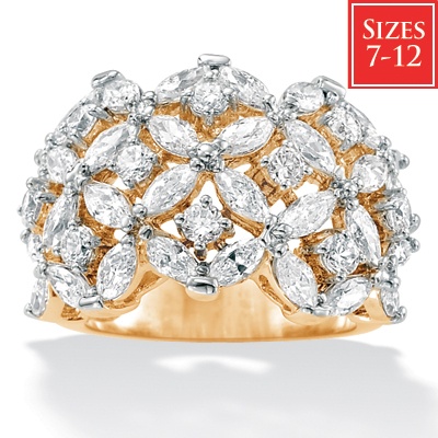 DiamonUltra™ CZ 18k Gold over Sterling Silver Ring, Sizes 7-12