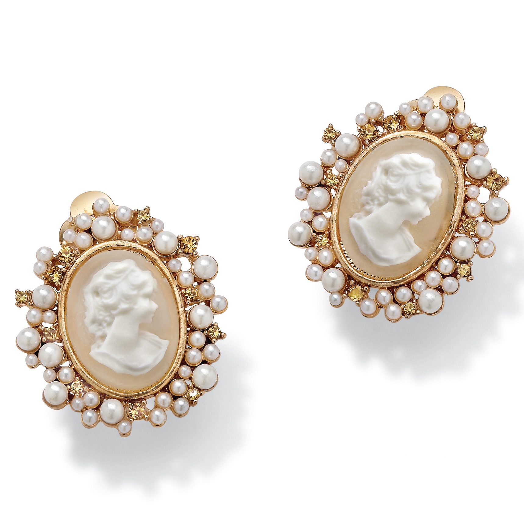 Cameo Lucite Clip-On Earrings