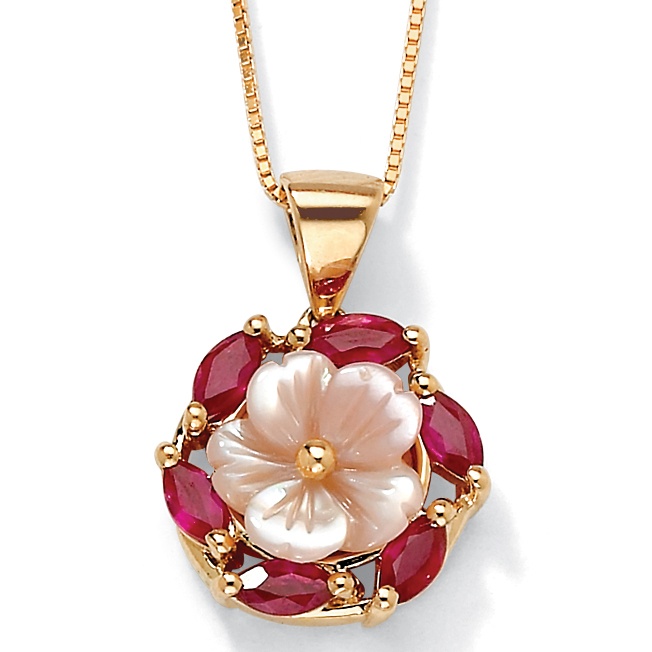 Mother-Of-Pearl 10k Flower Pendant