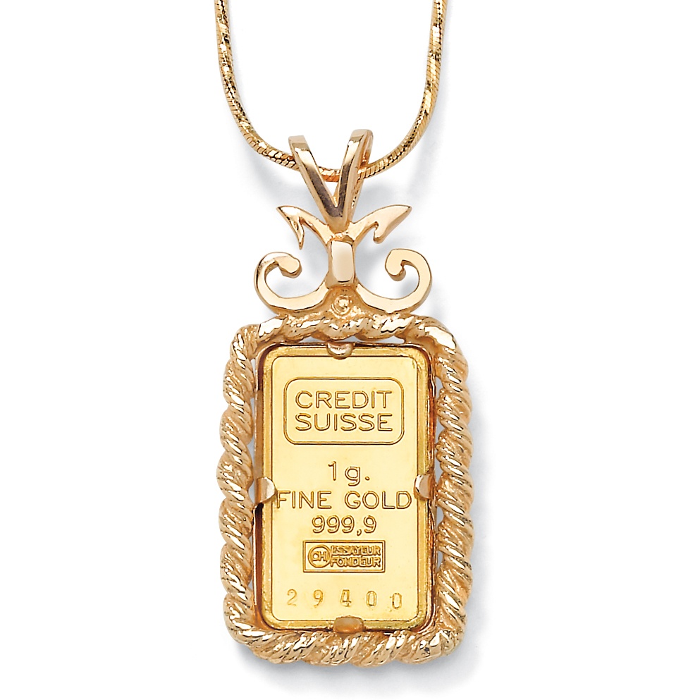 24k Gold Suisse Ingot Pendant