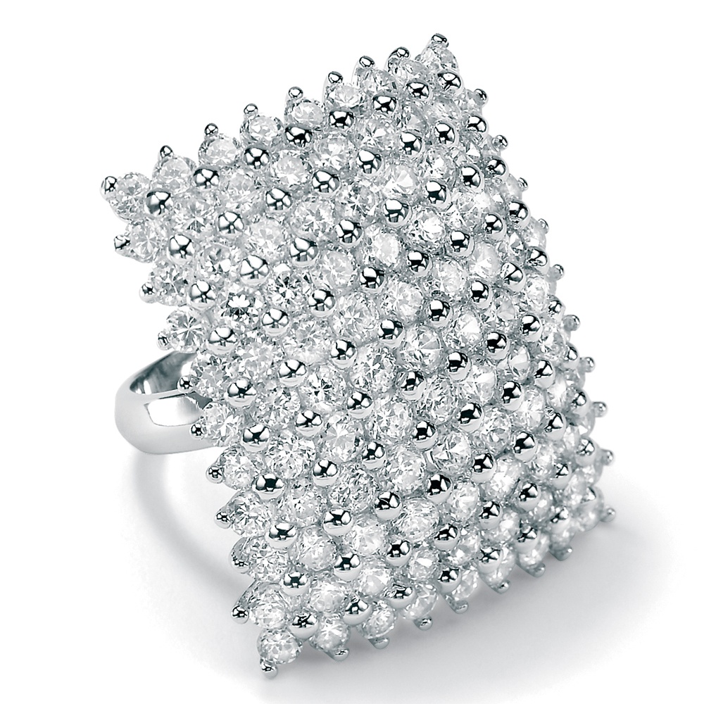 DiamonUltra™ CZ Sterling Silver Square Ring, Sizes 7-12