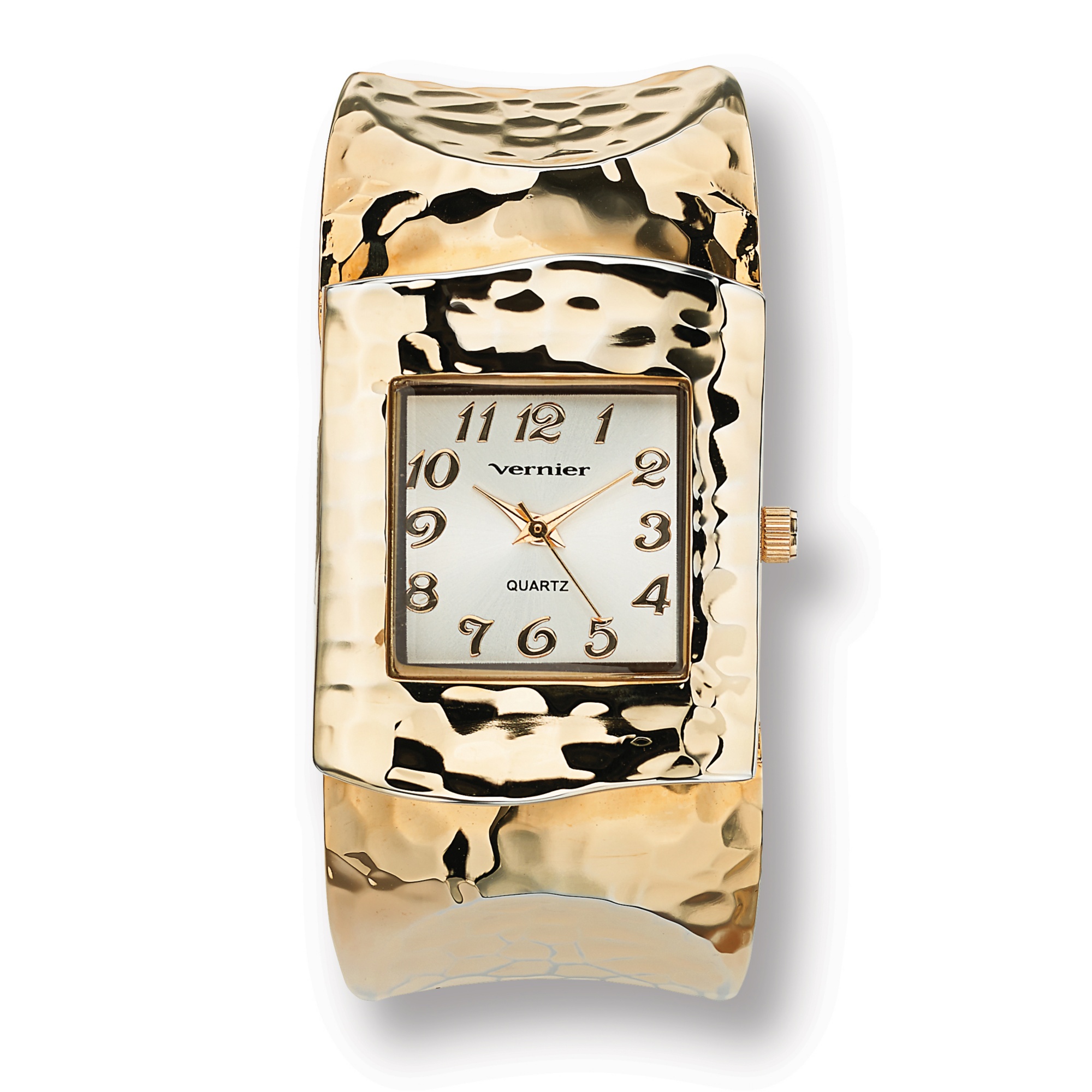 Hammered-style Cuff 14k Gold-plated Watch 7 3/4"