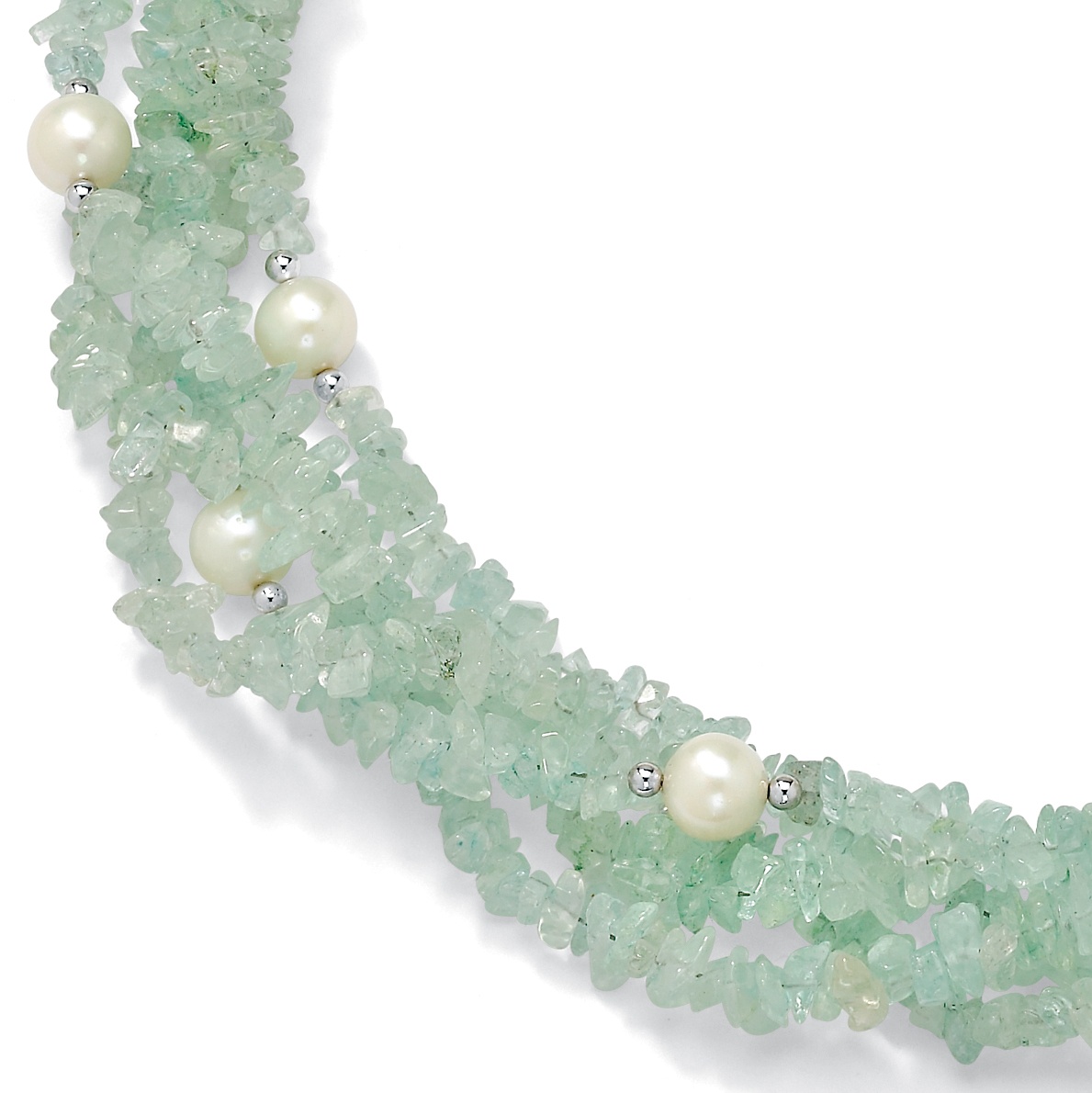 Aquamarine/Pearl Sterling Silver Necklace 18"