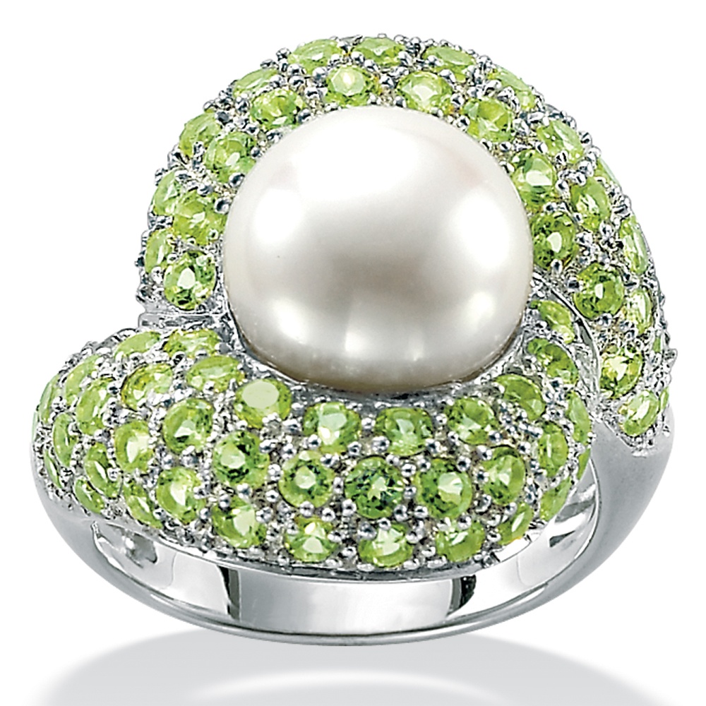 Freshwater Pearl/Peridot Sterling Silver Ring