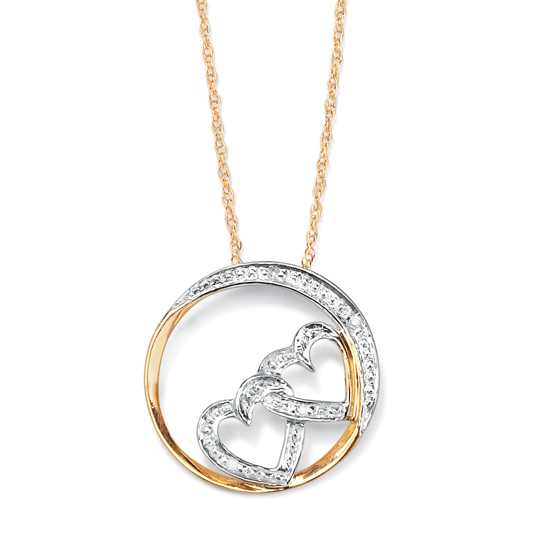Diamond Accent 10k Gold Double-Heart Eternity Pendant