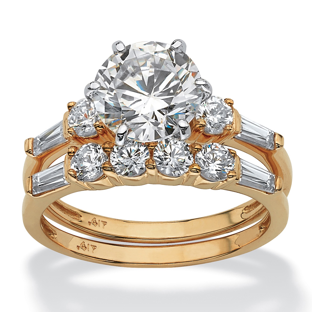 2-Piece Cubic Zirconia 10k Gold Bridal Set