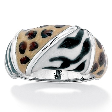 Animal Motif Ring Enamel and Silvertone
