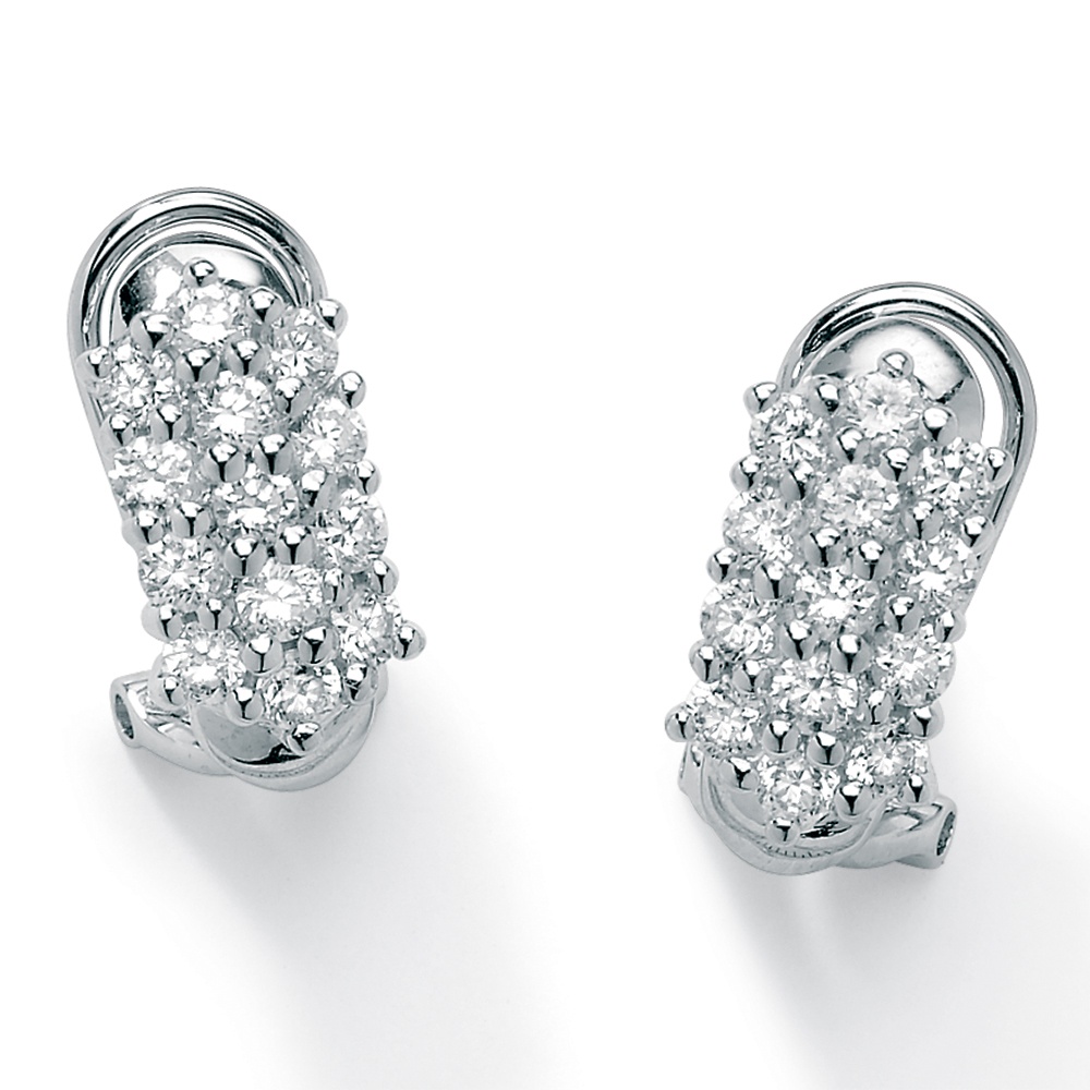 DiamonUltra&trade; CZ Platinum over Sterling Silver Cluster Earrings