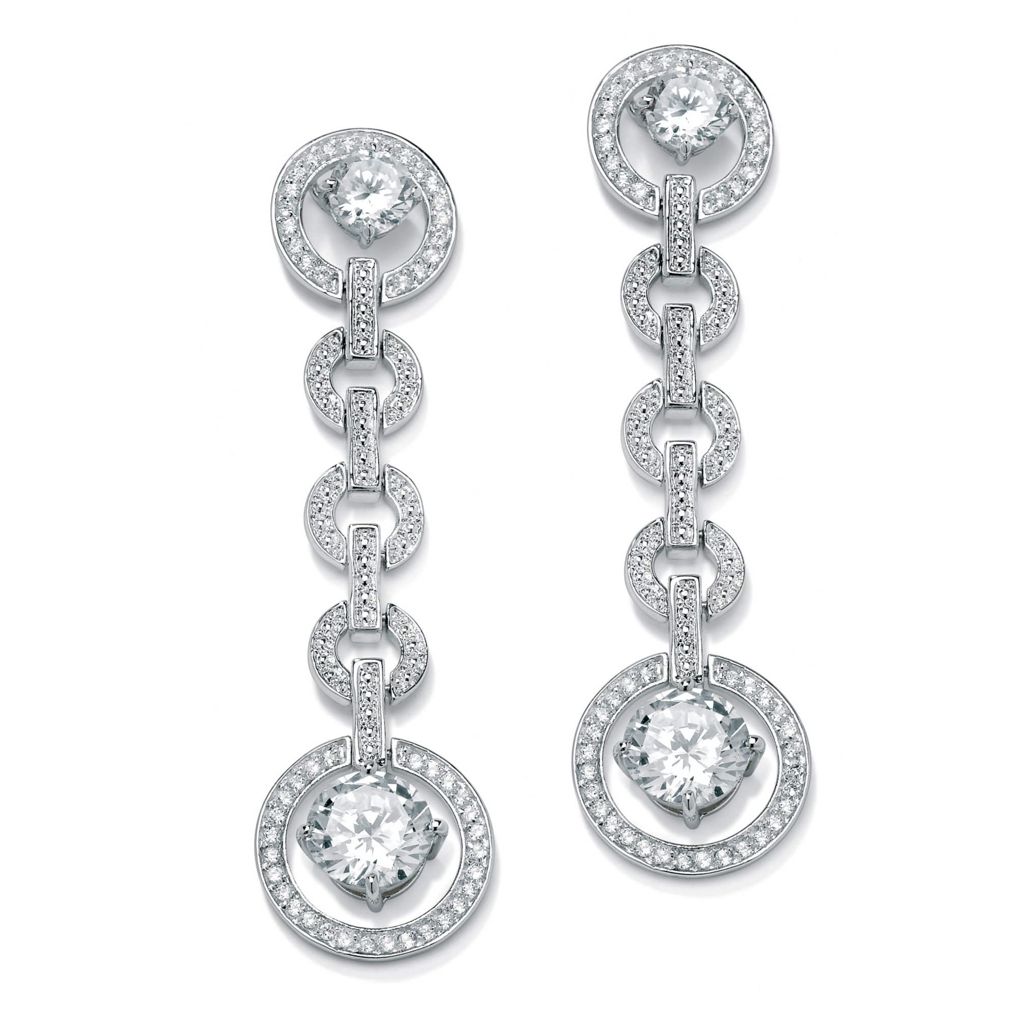 DiamonUltra&trade; CZ Silvertone Circle Drop Earrings