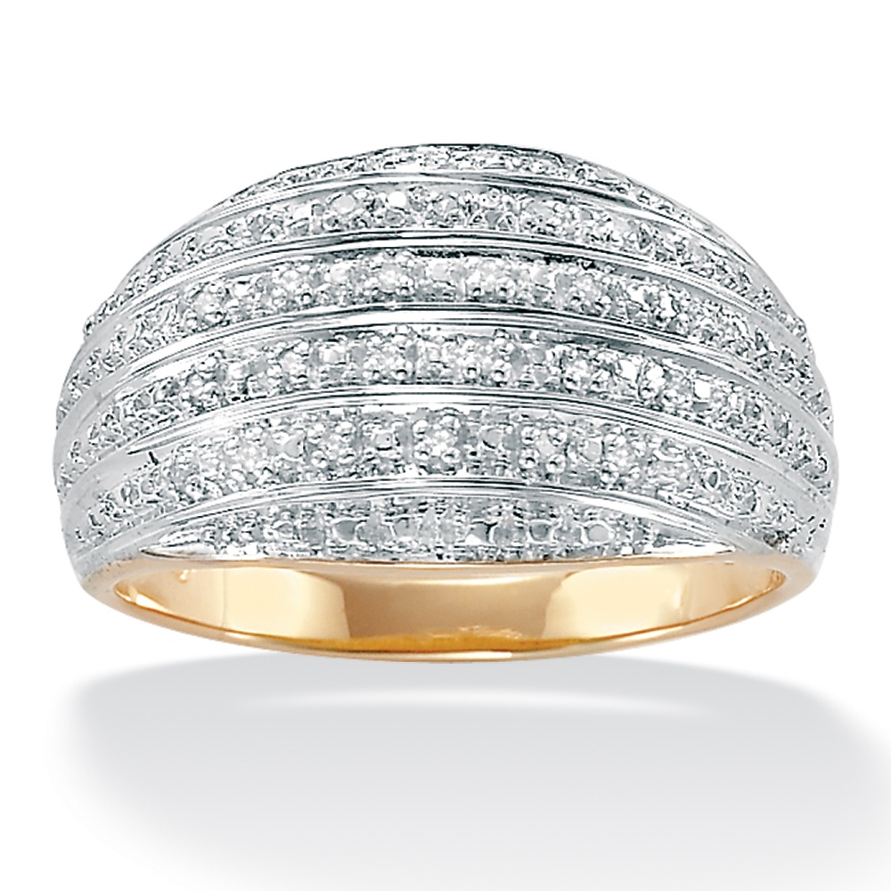 Diamond Acc. 10k Gold Multi-Row Dome Ring