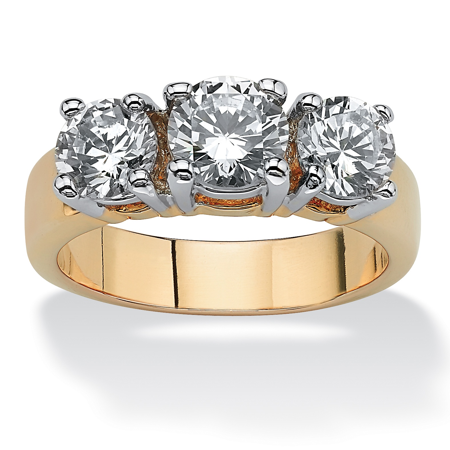 14k Gold-Plated Round Triple DiamonUltra&trade; Cubic Zirconia Anniversary Ring