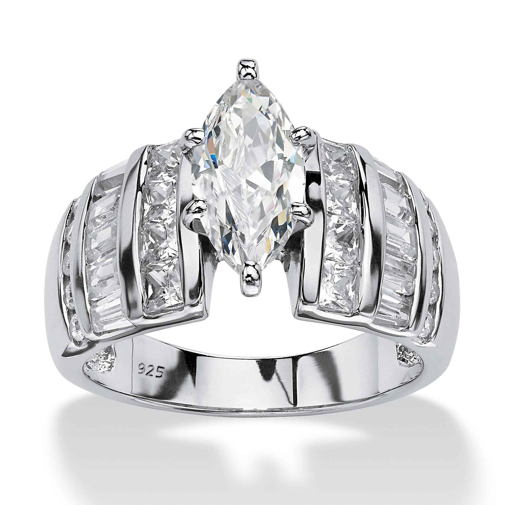 Platinum over Sterling Silver DiamonUltra&trade; Cubic Zirconia Ring