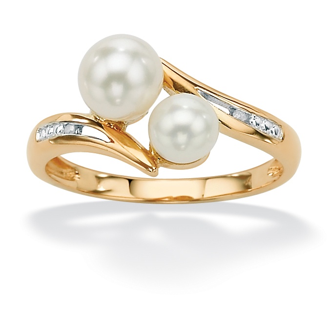 Freshwater Pearl 10k Gold Side-by-Side Ring