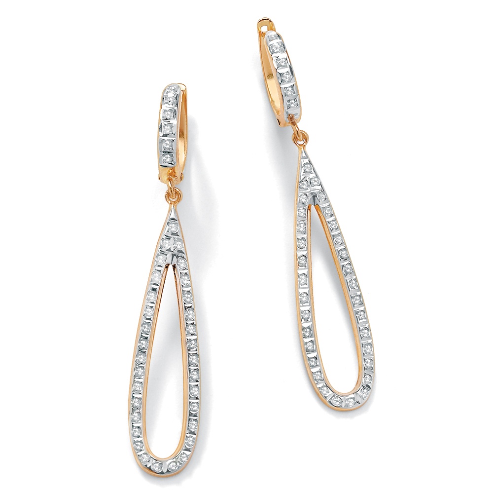 Diamond Fascination 14k Gold Pear-Shaped Earrings