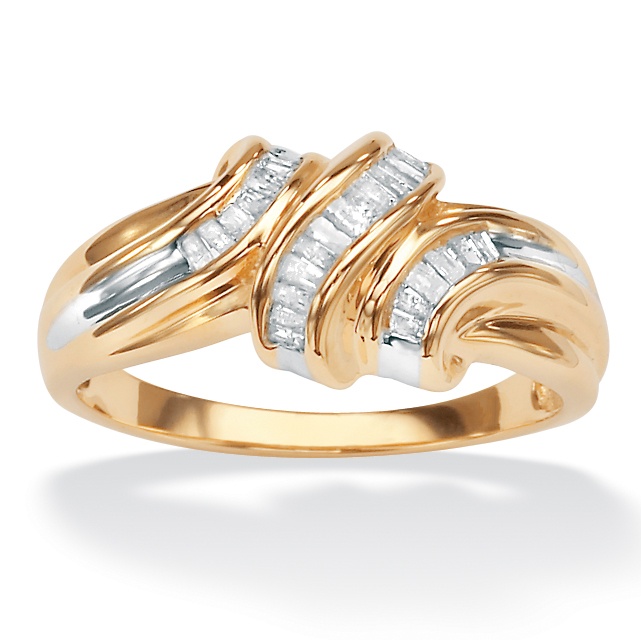 Diamond 10k Gold Channel-Set Baguette Ring