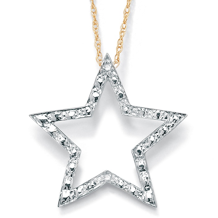 Diamond Acc. 10k Gold Star Pendant