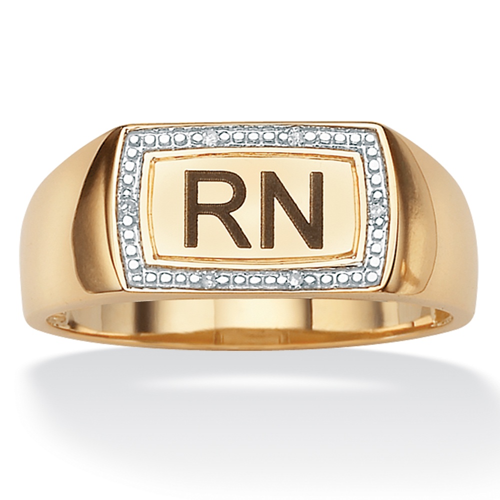 Men's Diamond Acc. 10k Gold Personalized Ring