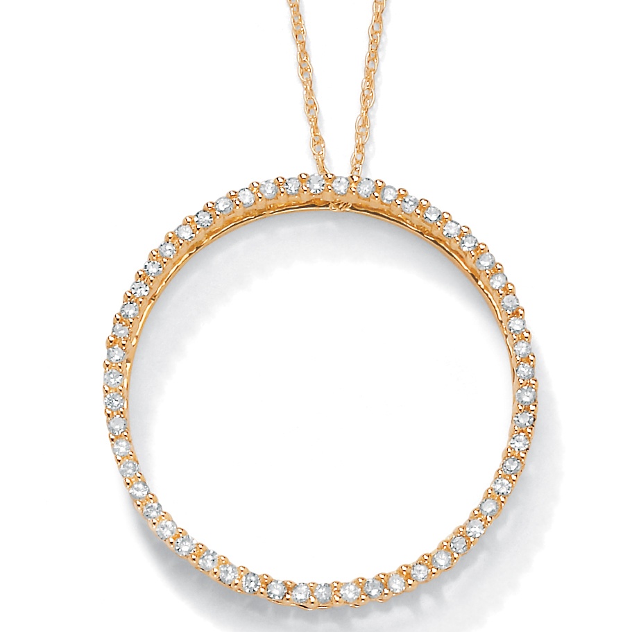 Diamond 10k Gold Circle Pendant