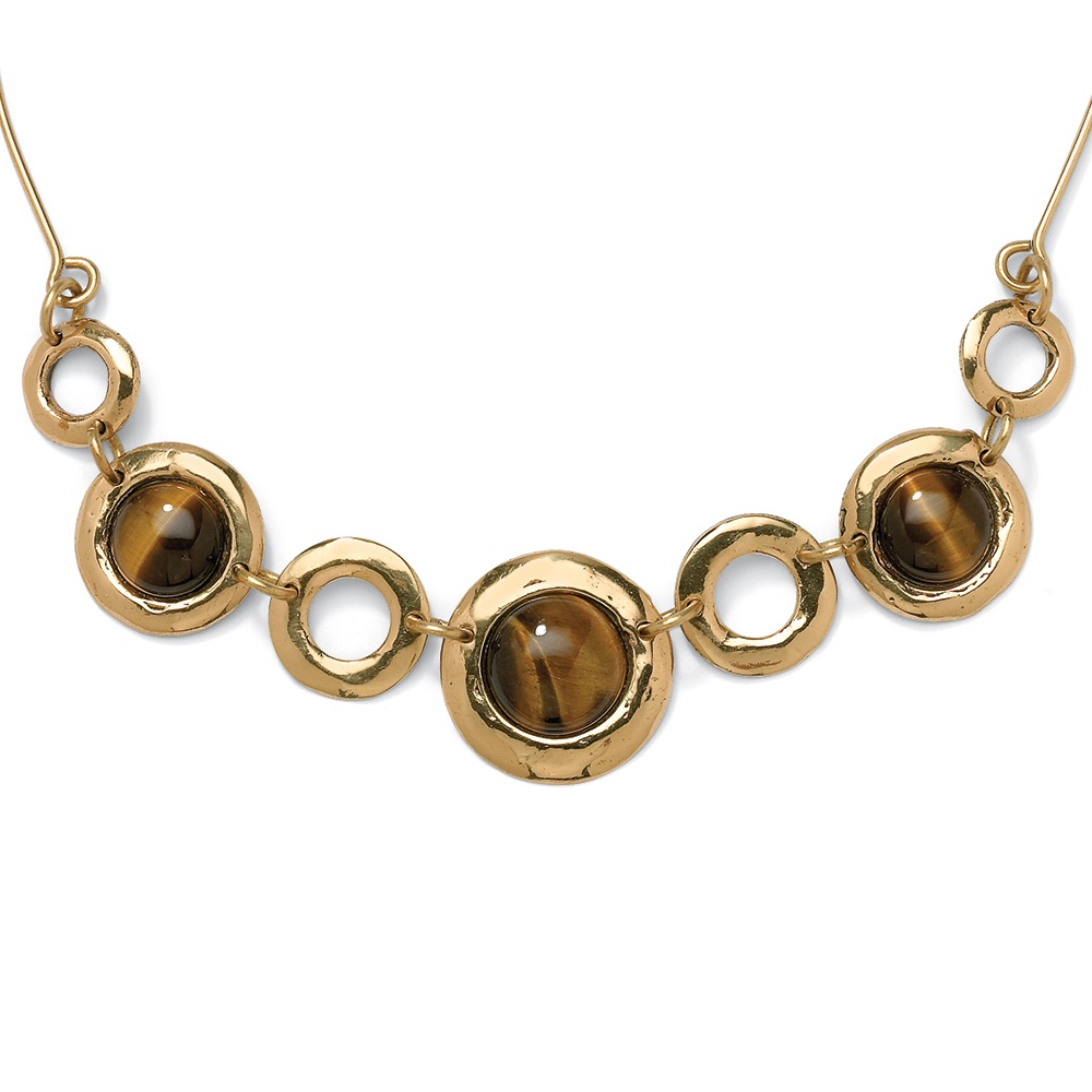 Tiger's-Eye 14k Gold-Plated Bezel-Set Circle Pendant