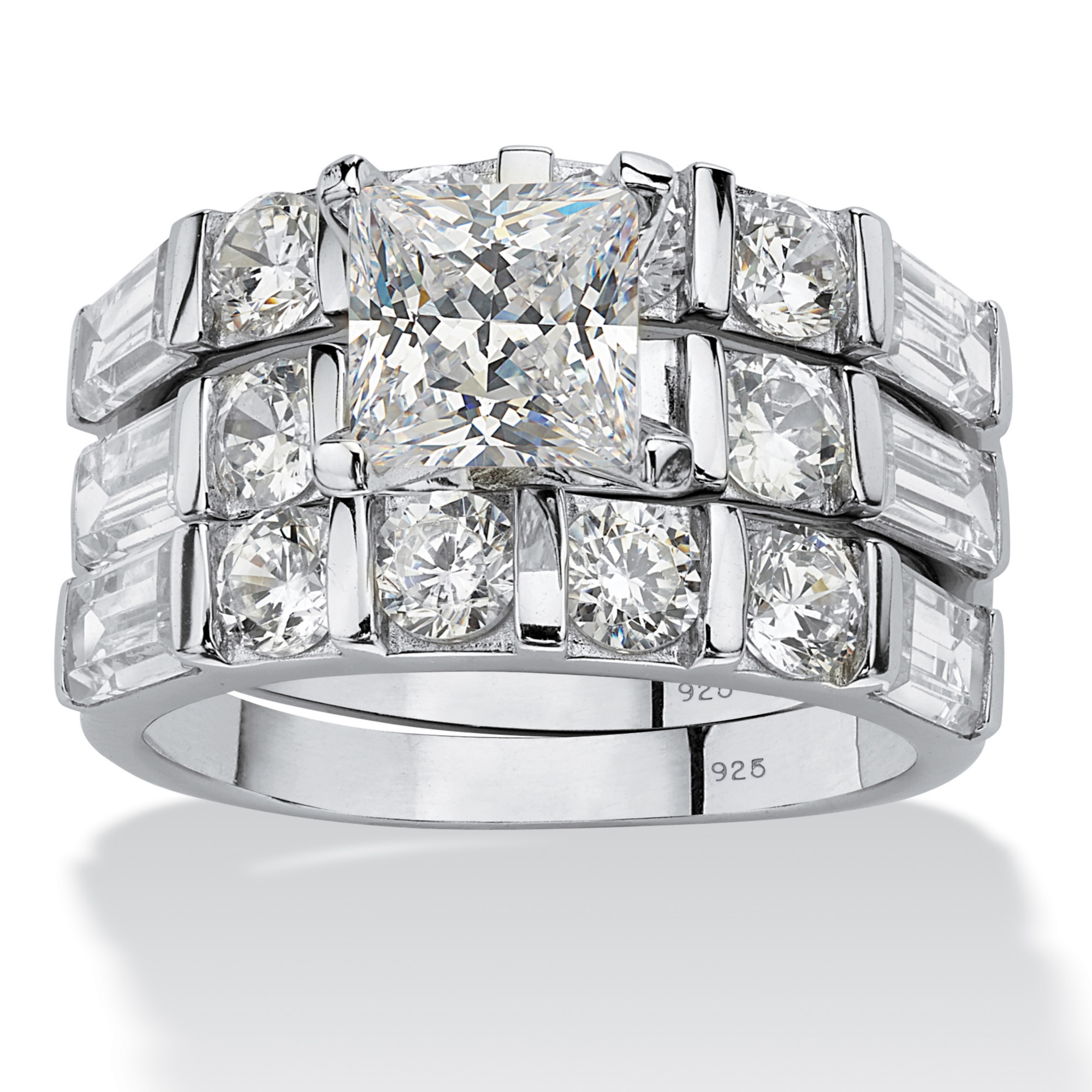 3-Piece DiamonUltra&trade; CZ Sterling Silver Ring Set