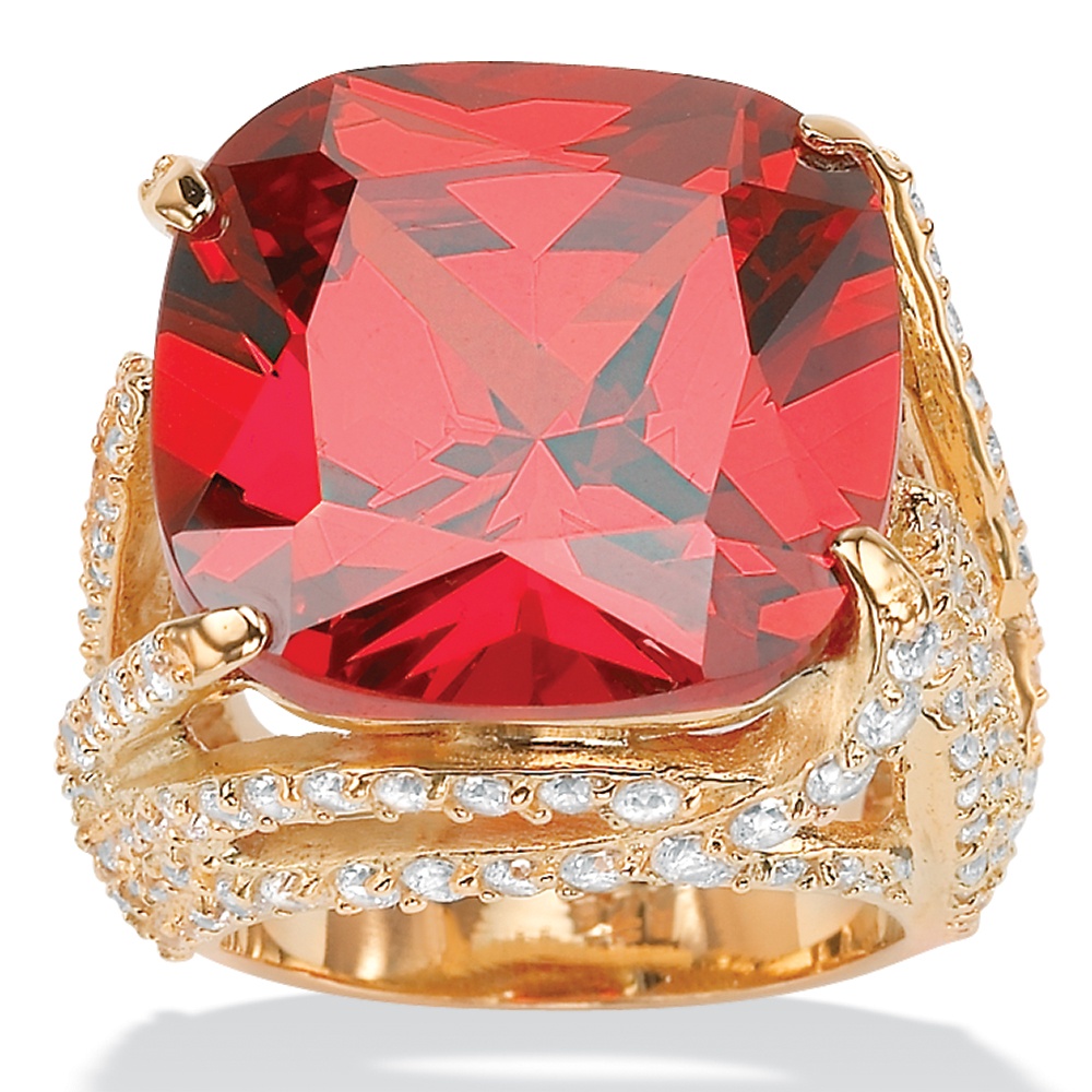 Orange DiamonUltra&trade; CZ 18k Gold over Sterling Silver Ring