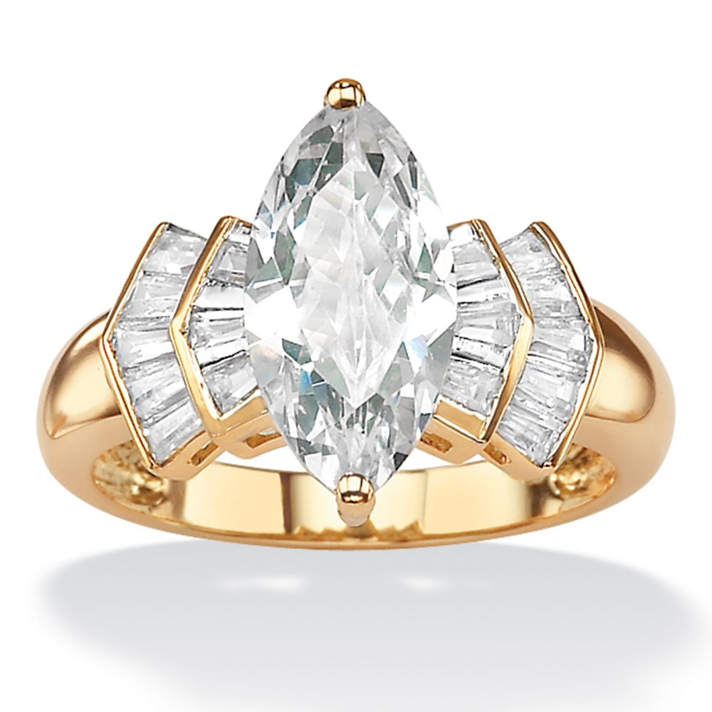 DiamonUltra&trade; CZ 10k Gold Marquise Ring