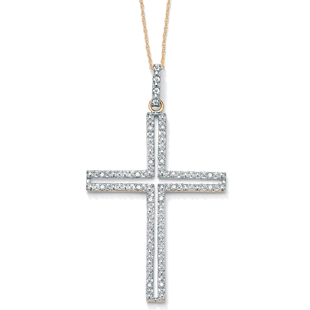 Diamond 10k Gold Cross Pendant